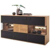 SIDEBOARD 184/92/44 cm  in Anthrazit, Eiche Bianco  - Eiche Bianco/Anthrazit, Design, Glas/Holz (184/92/44cm) - MID.YOU
