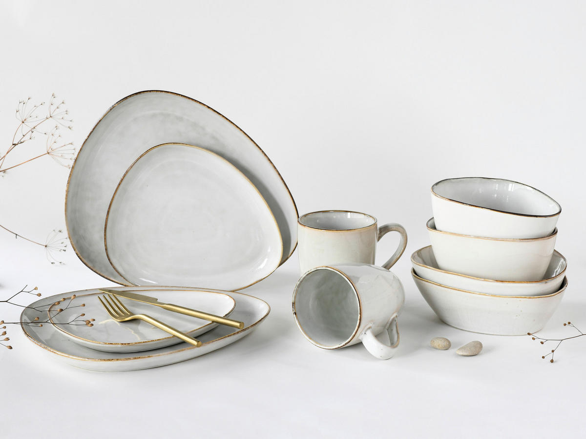 KOMBINOVANÁ SOUPRAVA, 10dílné, kamenina - bílá, Trend, keramika (34/29,5/36cm) - Creatable