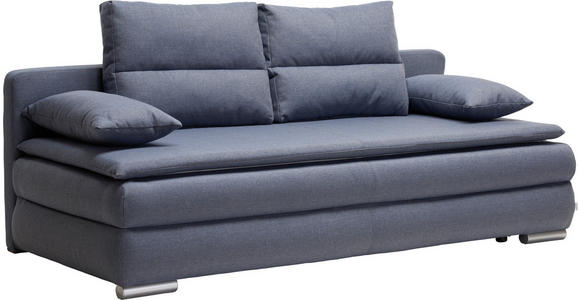 SCHLAFSOFA in Webstoff Blau, Grau  - Blau/Silberfarben, KONVENTIONELL, Kunststoff/Textil (207/94/90cm) - Venda