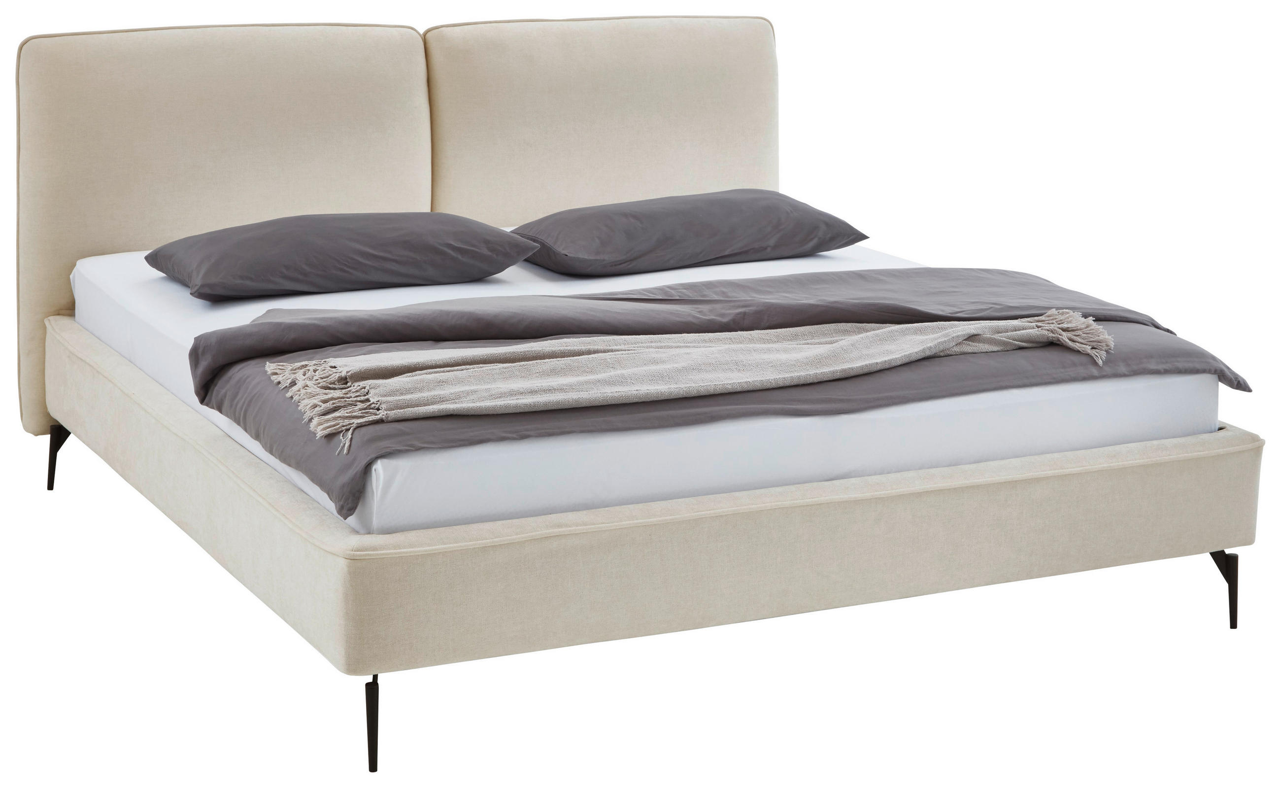 POLSTERBETT 180/200 cm  in Creme  - Creme/Schwarz, MODERN, Textil/Metall (180/200cm) - Livetastic