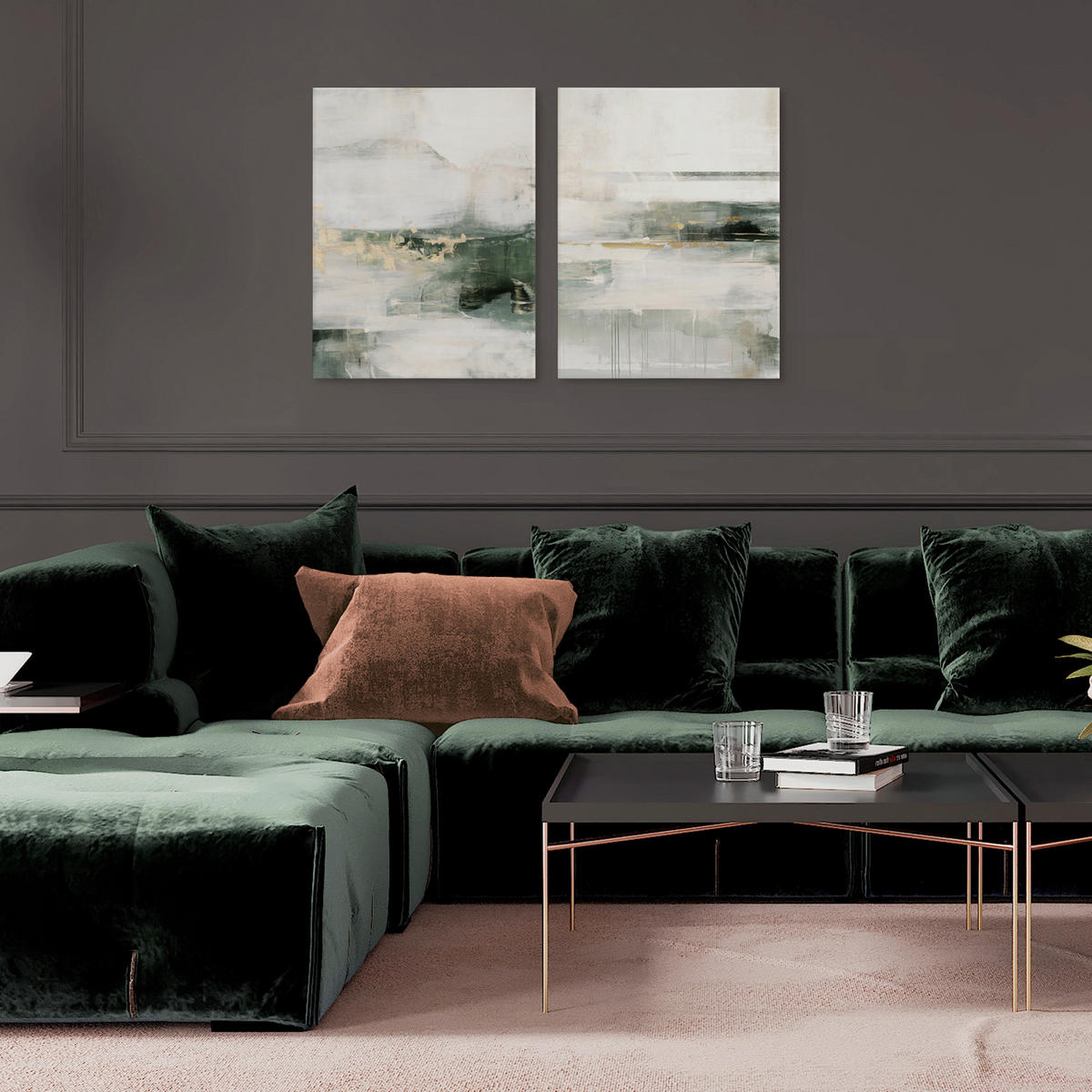 BILDERSET 2x32/42 cm  - Hellgrau/Weiß, Basics, Holz/Textil (2x32/42cm)