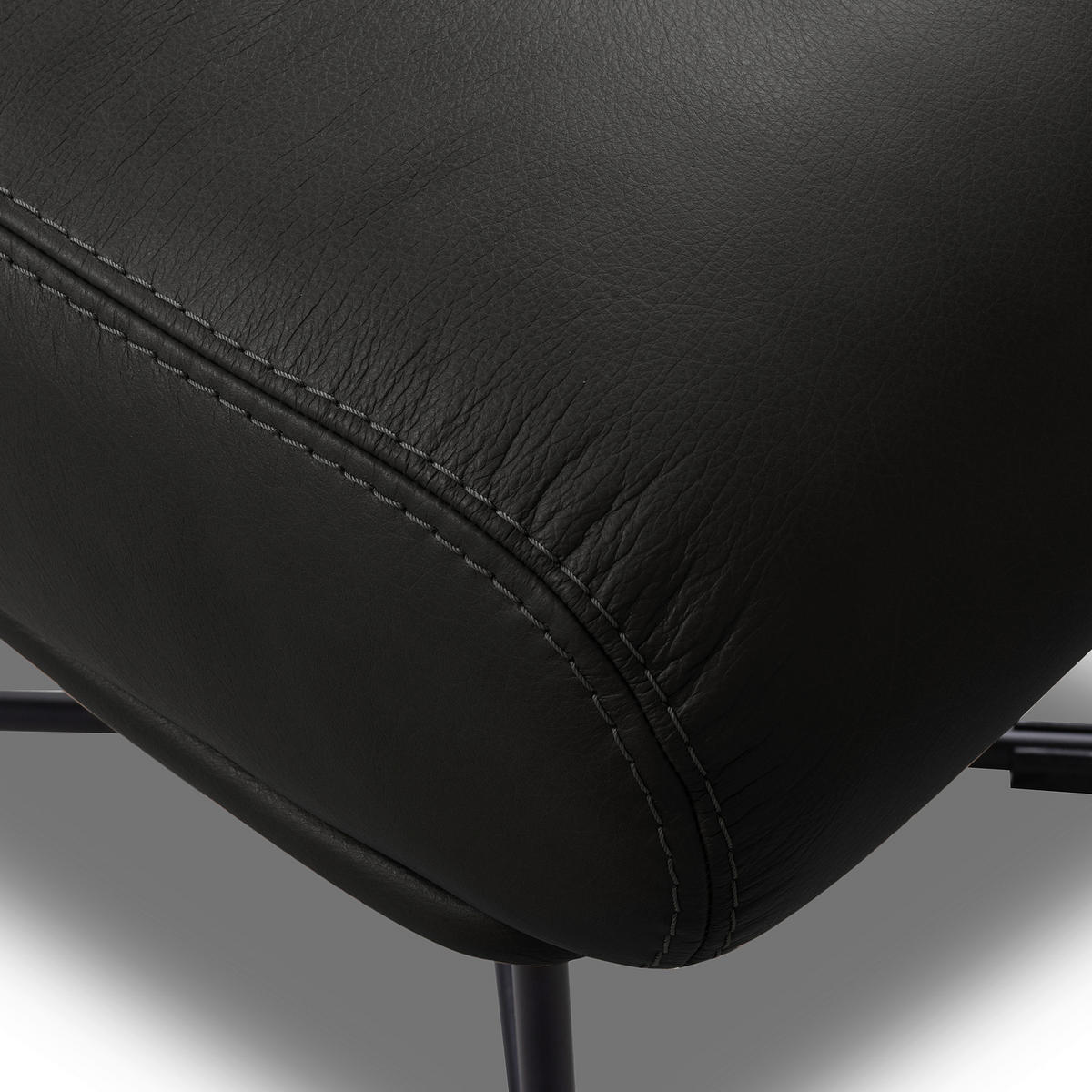 SESSELSET Echtleder Schwarz  - Kirschrot/Schwarz, Design, Leder/Metall (67/87/74cm) - Livetastic