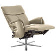 RELAXSESSEL in Leder Ecru  - Ecru/Edelstahlfarben, Design, Leder/Metall (70/124/85cm) - Cantus