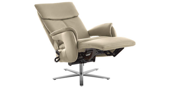RELAXSESSEL in Leder Ecru - Ecru/Edelstahlfarben, Design, Leder/Metall (70/124/85cm) - Cantus