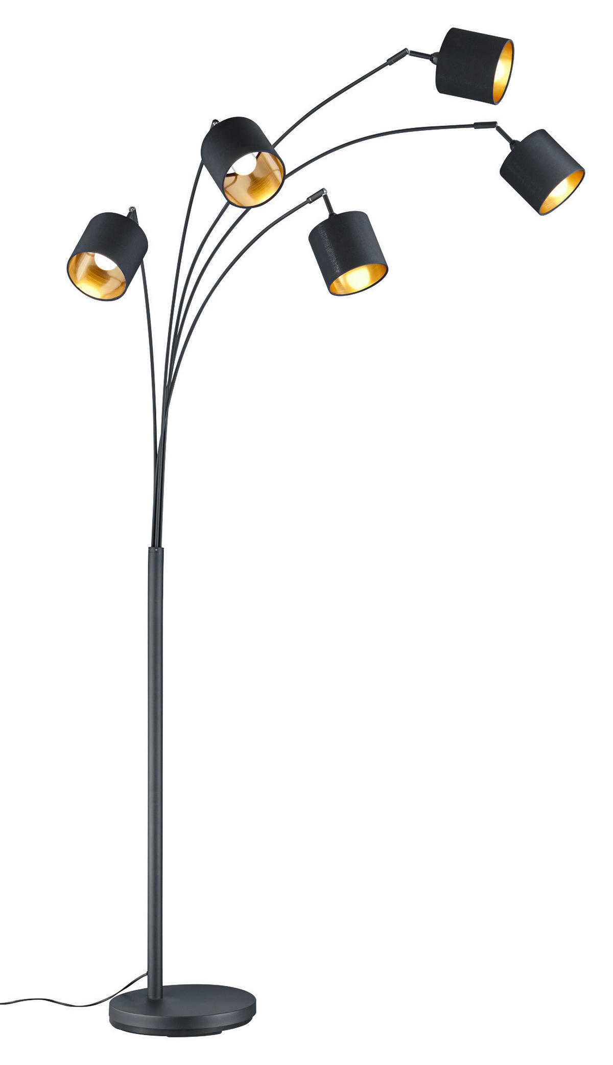 OBLÚKOVÁ LAMPA, 71,5/200 cm  - čierna/zlatá, Lifestyle, kov/textil (71,5/200cm)
