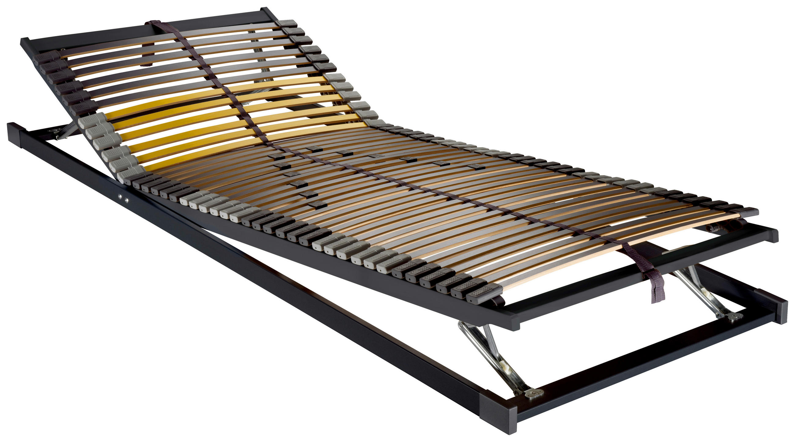 LATTENROST 90/200 cm, Kopfteil, Fußteil, Mittelzone verstellbar, Birke  - Anthrazit/Gelb, Basics, Holz/Kunststoff (90/200cm) - Novel