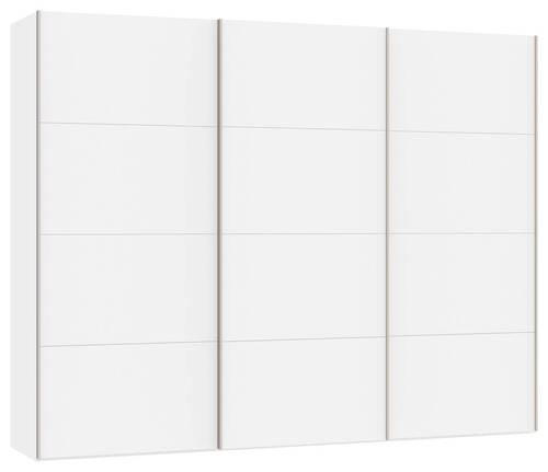 SCHWEBETÜRENSCHRANK 303/236/65 cm 3-türig Weiß  - Edelstahlfarben/Weiß, Design, Holzwerkstoff (303/236/65cm) - Boxxx