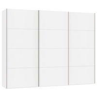 SCHWEBETÜRENSCHRANK 303/236/65 cm 3-türig Weiß  - Edelstahlfarben/Weiß, Design, Holzwerkstoff (303/236/65cm) - Boxxx