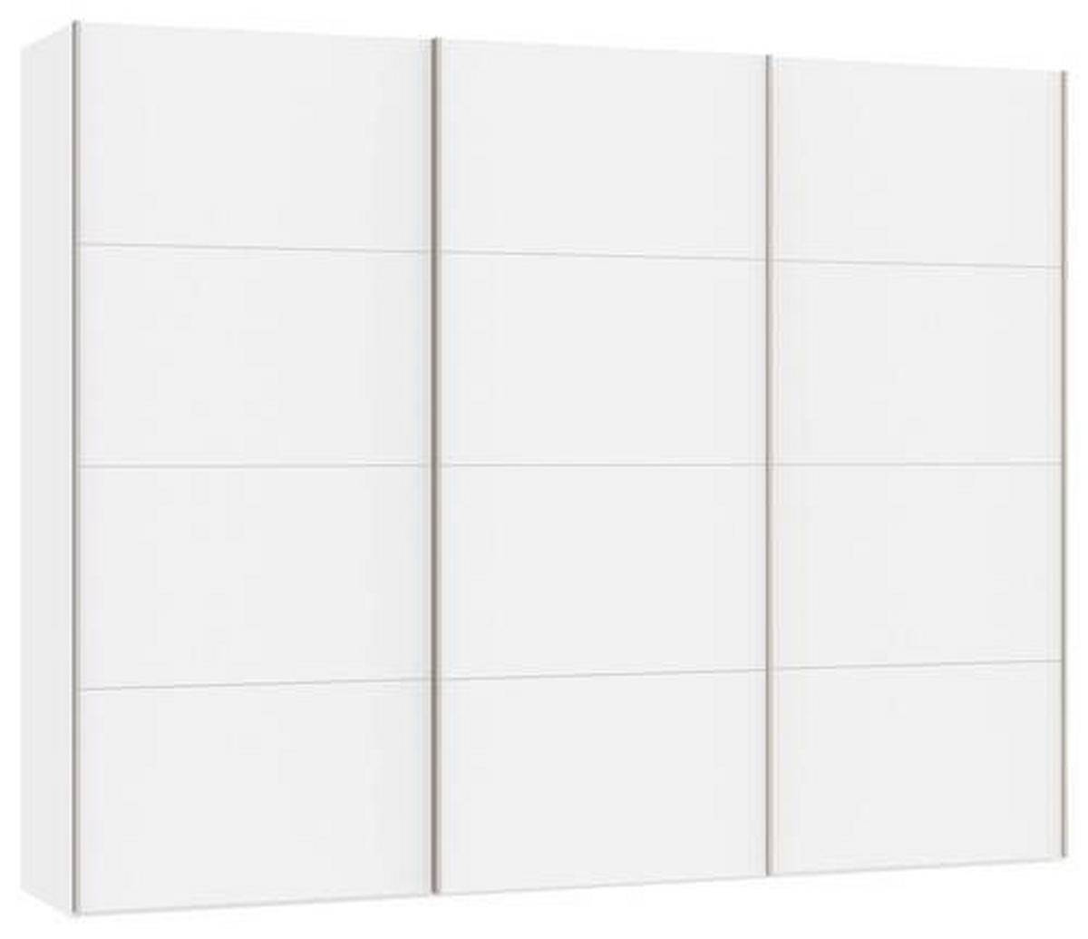 SCHWEBETÜRENSCHRANK 303/236/65 cm 3-türig Weiß  - Edelstahlfarben/Weiß, Design, Holzwerkstoff (303/236/65cm) - Boxxx