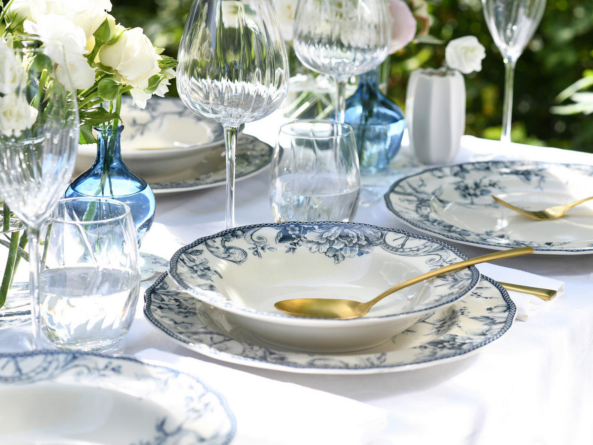 KOMBISERVICE Adelaide Blau 20-teilig  - Blau/Weiß, Basics, Keramik - Creatable