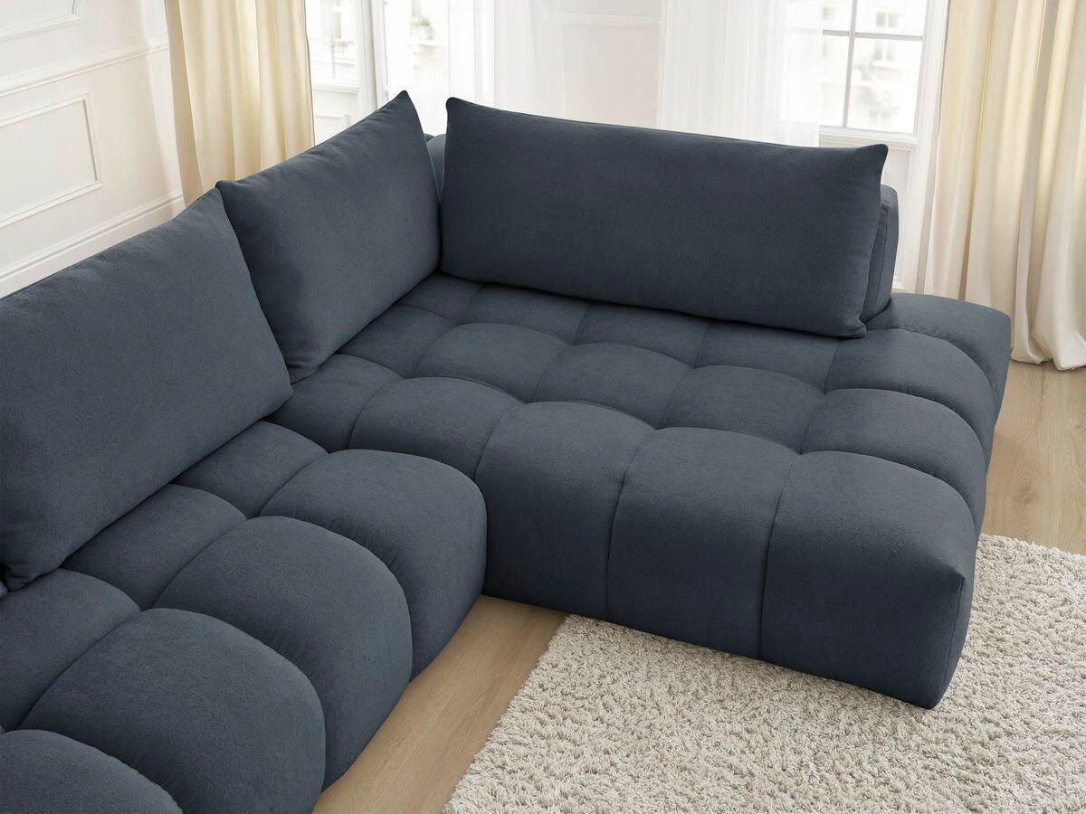 ECKSOFA Ottomane rechts  EVEREST Dunkelblau Struktur  - Schwarz/Dunkelblau, MODERN, Kunststoff/Textil (352/210cm) - Livetastic