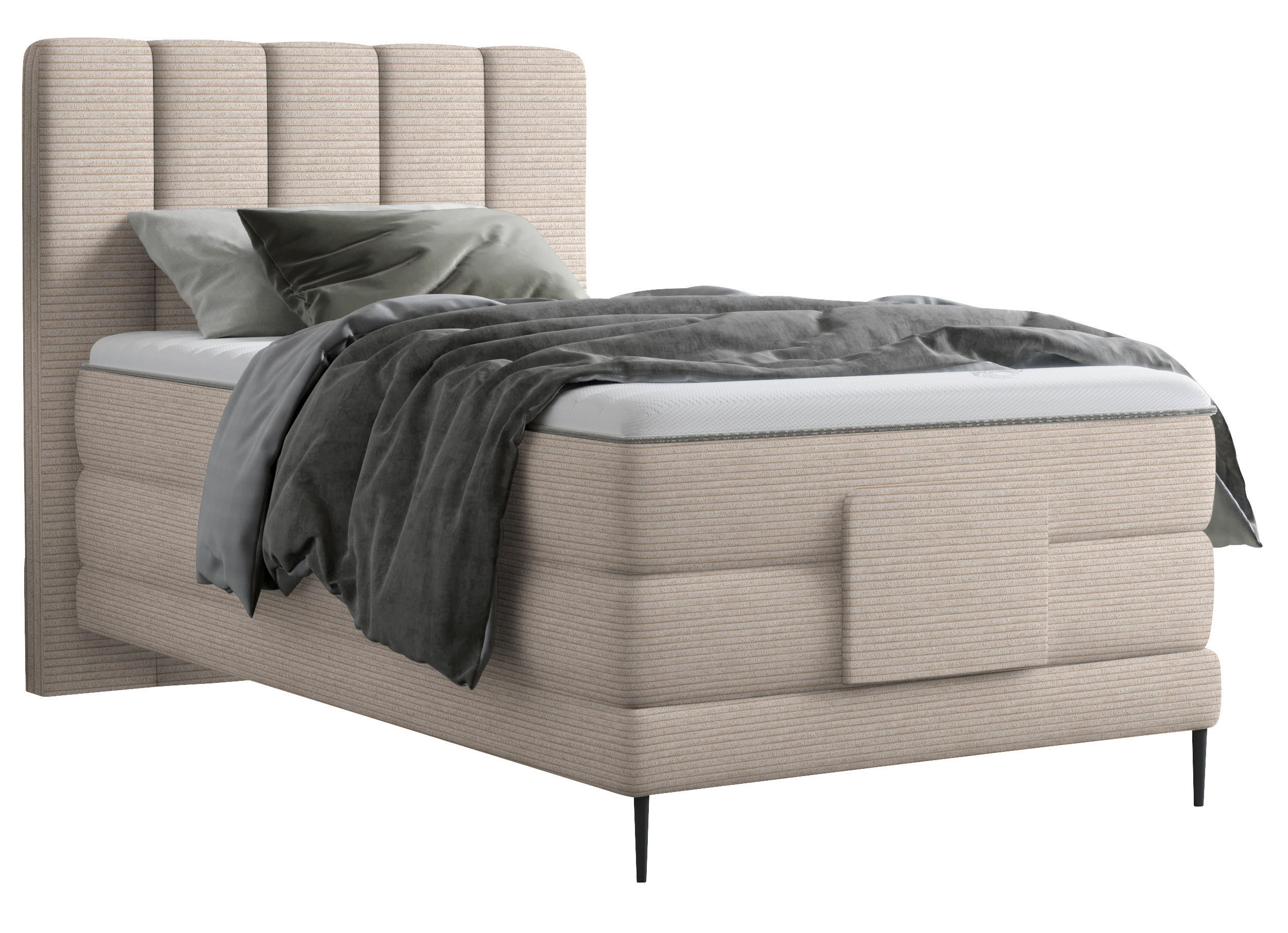 BOXSPRINGBETT 100/200 cm  in Sandfarben  - Sandfarben/Schwarz, Natur, Textil/Metall (100/200cm) - Esposa