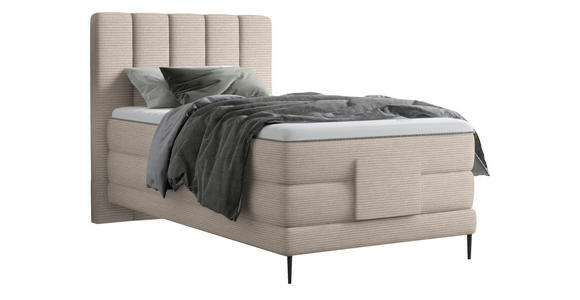 BOXSPRINGBETT 100/200 cm  in Sandfarben  - Sandfarben/Schwarz, Natur, Textil/Metall (100/200cm) - Esposa