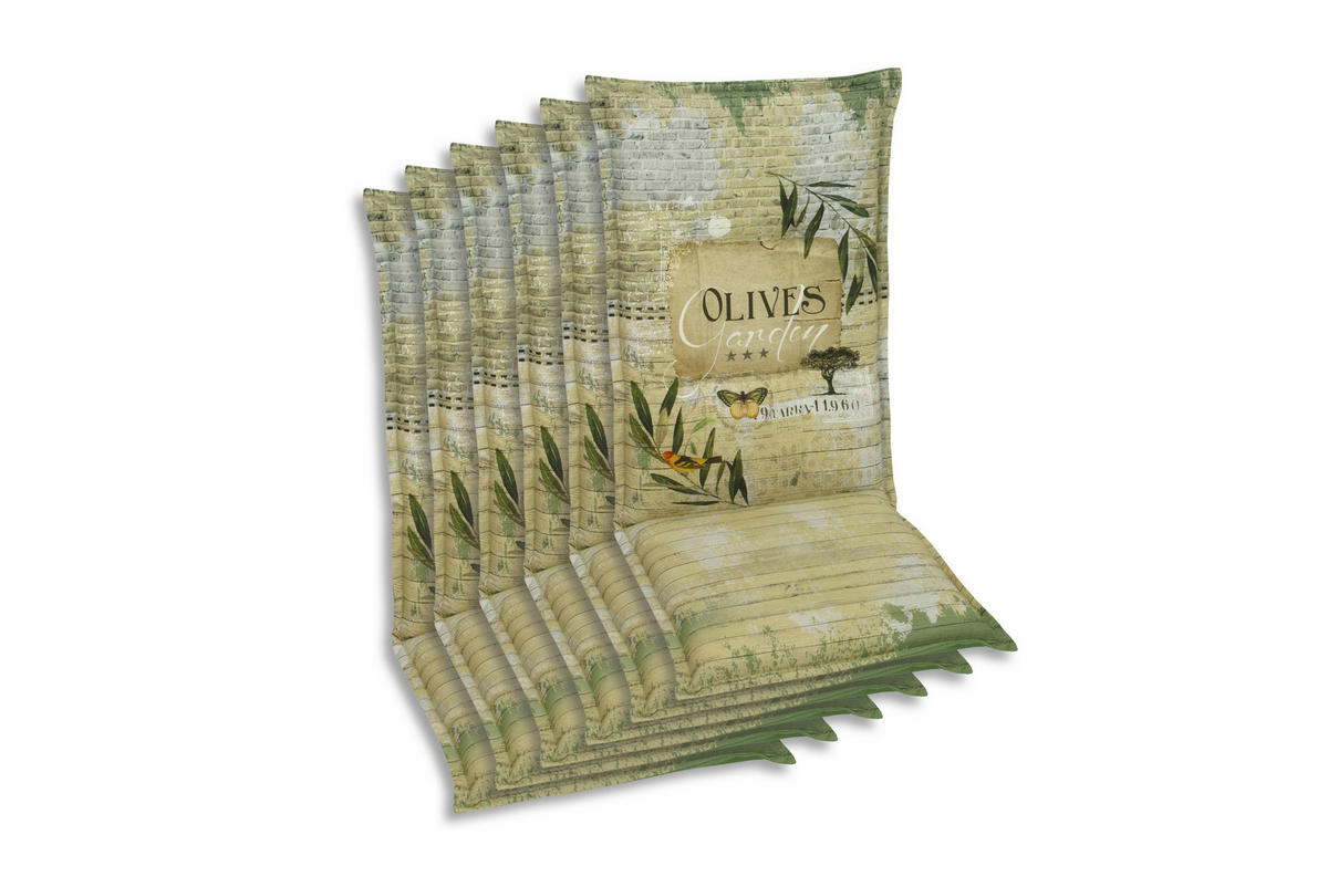 SESSELAUFLAGENSET Floral  - Dunkelgrün/Hellgrün, Basics, Textil (50/7/108cm)