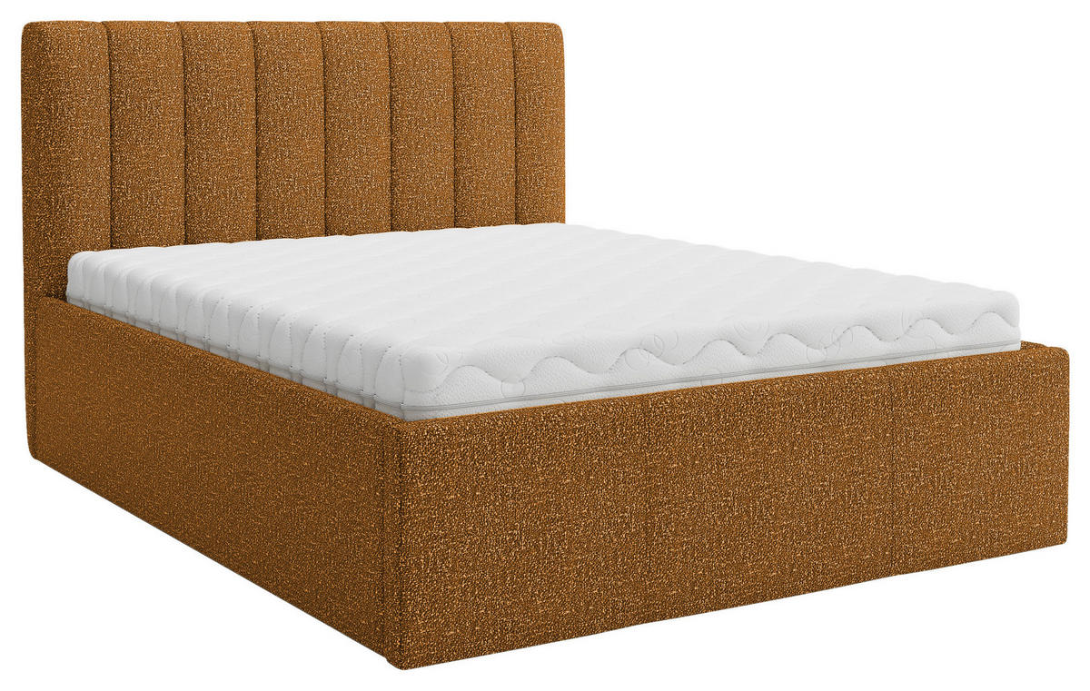 POLSTERBETT Matratze, Lattenrost, Bettkasten 180/200 cm  in Rostfarben  - Rostfarben, Trend, Holz/Textil (180/200cm) - Boxxx