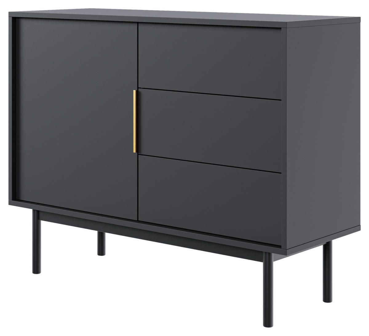 KOMMODE Viva  in 104/82/39 cm  - Goldfarben/Schwarz, Design, Holzwerkstoff/Metall (104/82/39cm) - Xora