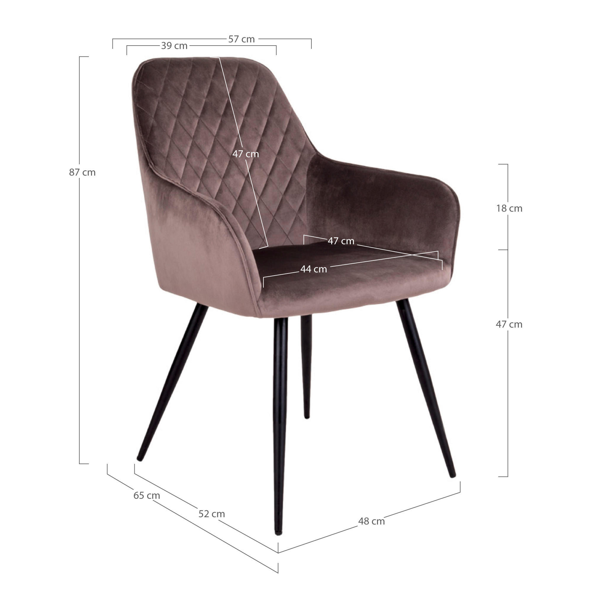 Thumbnail - Mid.you Armlehnstuhl-Set, Graubraun, Textil, zylindrisch, 57x87x65 cm, Esszimmer, Stühle, Esszimmerstühle, Esszimmerstüh...