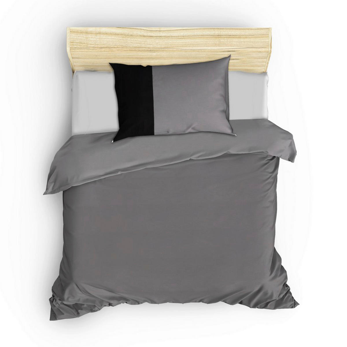 BETTWÄSCHE Renforcé 135/200 cm  - Schwarz/Grau, Basics, Textil (135/200cm)