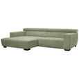 ECKSOFA in Webstoff Olivgrün  182/279 cm  - Schwarz/Olivgrün, KONVENTIONELL, Textil/Metall (182/279cm) - Hom`in