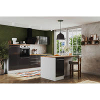 MODULKÖK 290-150 cm   i grå högglans  - stålfärgad/vit, Design, trämaterial/plast (290-150cm) - Respekta