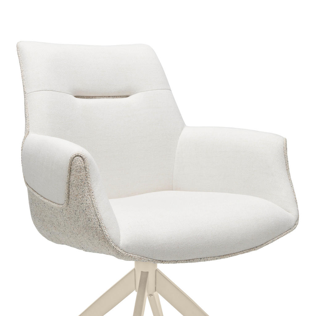Thumbnail - Livetastic Armlehnstuhl, Grau, Beige, Metall, Textil, Drehkreuz, 63x87x62 cm, Sitzfläche 360° drehbar, Esszimmer, Stühle...