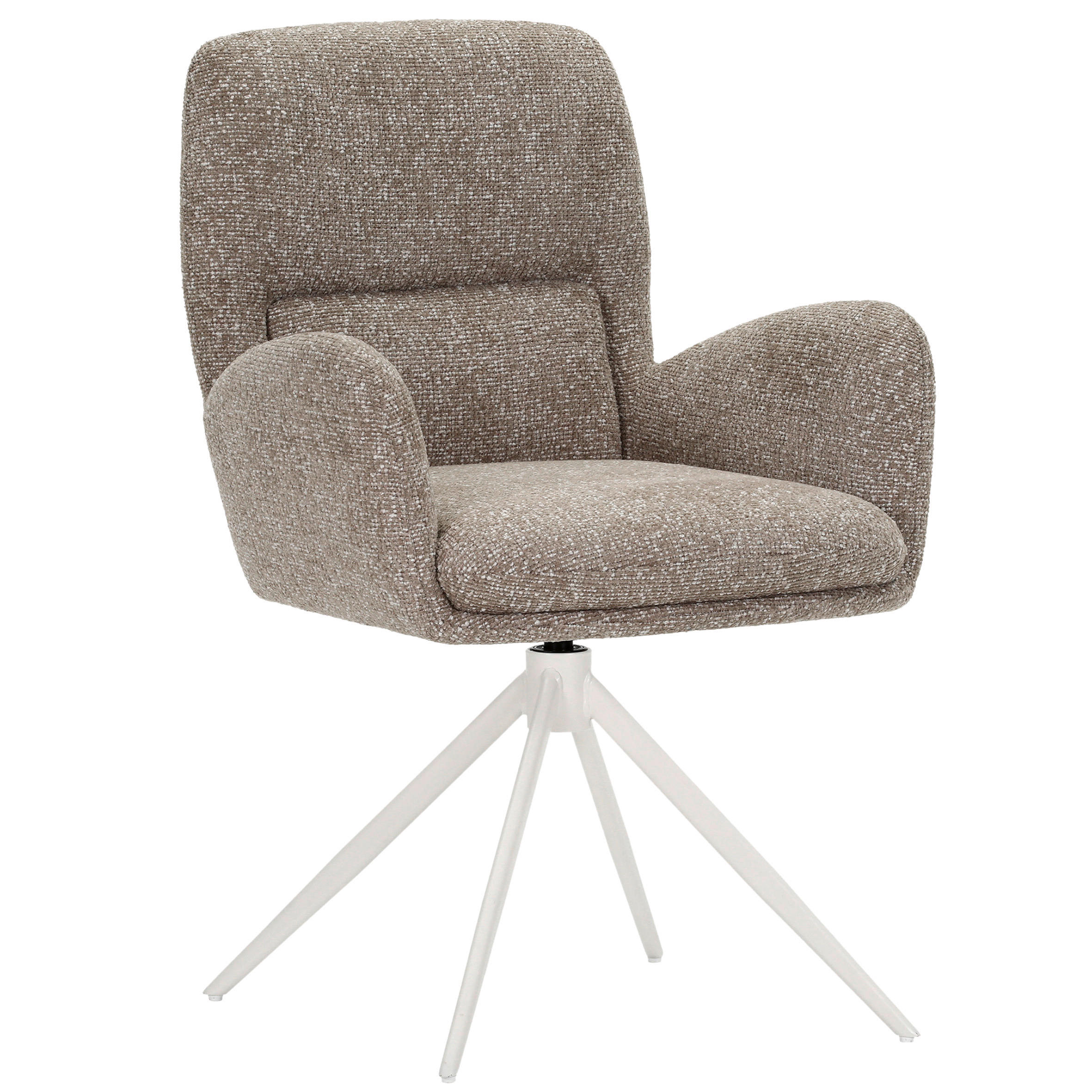 ARMLEHNSTUHL  Wippfunktion, Sitzfläche 360° drehbar, automatische Rückholfunktion Webstoff  Creme, Hellbraun  - Hellbraun/Creme, MODERN, Textil/Metall (63/91/65cm) - Hom`in