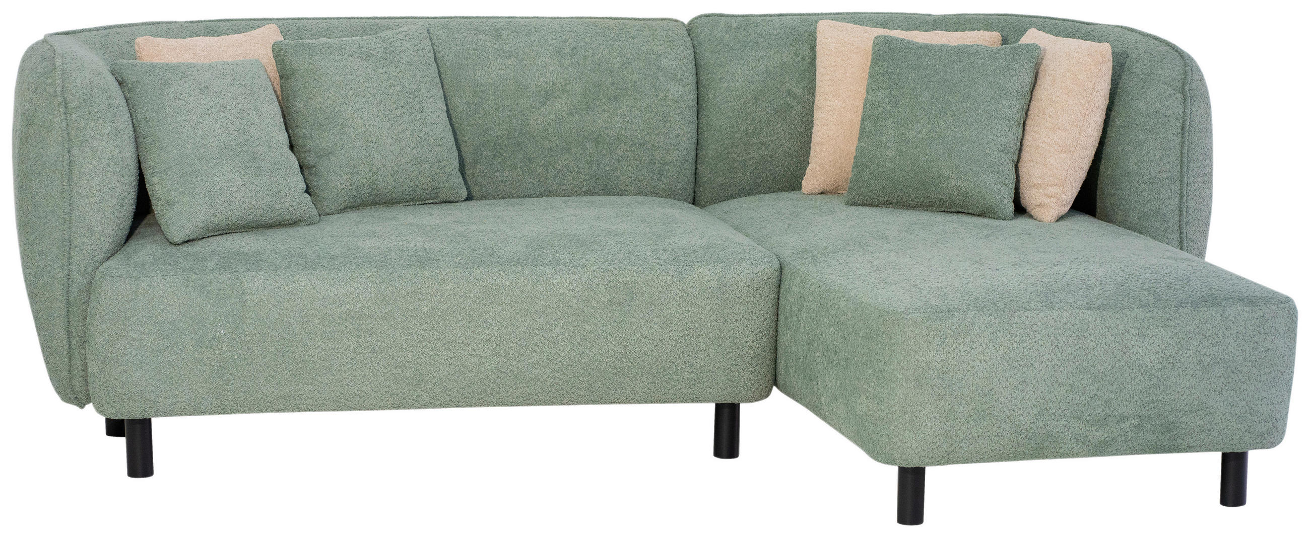 Thumbnail - Lomoco Ecksofa Uma, Grün, Textil, 2-Sitzer, Füllung: Schaumstoff, Silikon, Ottomane rechts, 236x148 cm, Stoffauswahl, se...