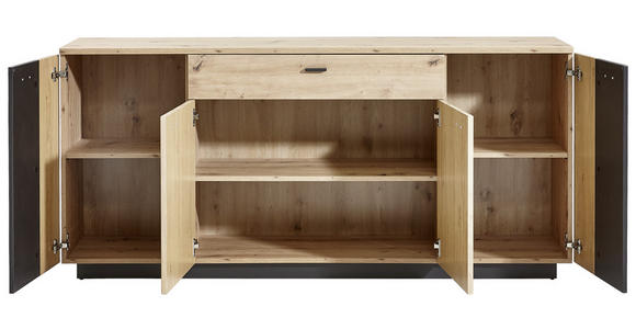 SIDEBOARD Anthrazit, Eichefarben  - Eichefarben/Anthrazit, Design, Holzwerkstoff/Metall (180/82/44cm) - Carryhome