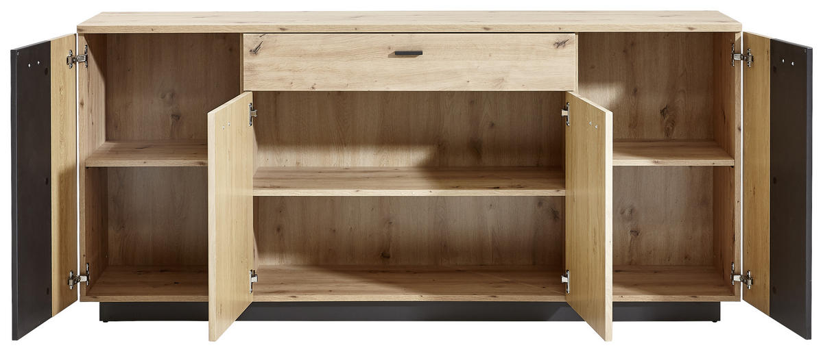 SIDEBOARD  in 180/82/44 cm  - Eichefarben/Anthrazit, Design, Holzwerkstoff/Metall (180/82/44cm) - Carryhome