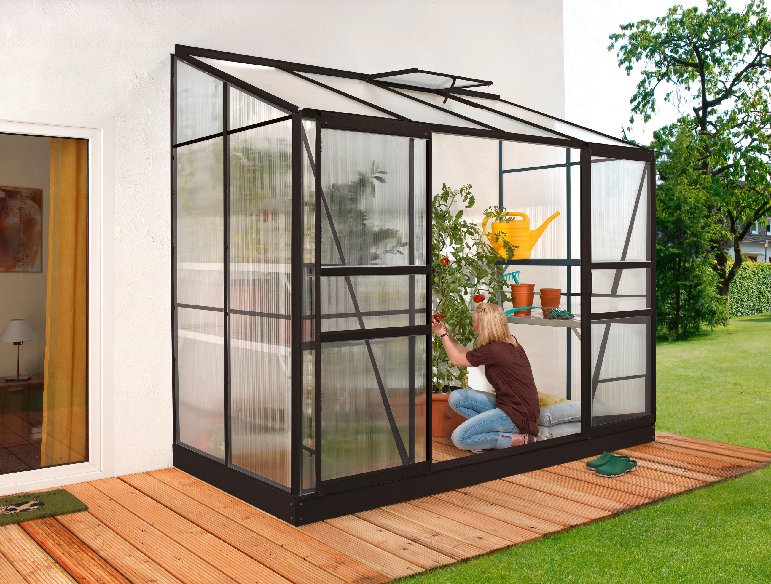 Anlehn-Gewächshausbausatz Ida 3300 Hkp 4mm, Schwarz