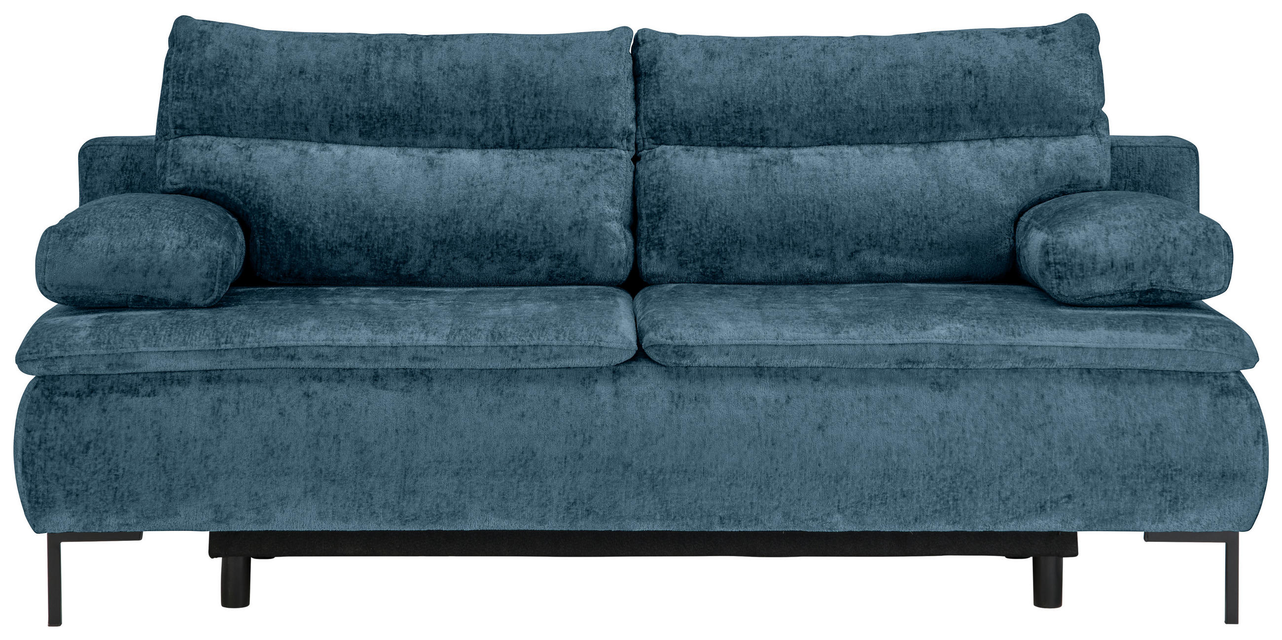 BOXSPRINGSOFA in Webstoff Petrol  - Petrol/Schwarz, Design, Textil/Metall (202/93/100cm) - Novel