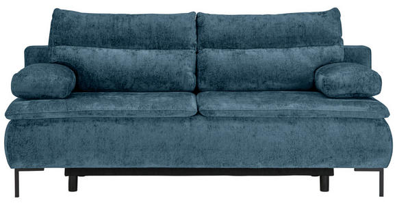 BOXSPRINGSOFA in Webstoff Petrol  - Petrol/Schwarz, Design, Textil/Metall (202/93/100cm) - Novel