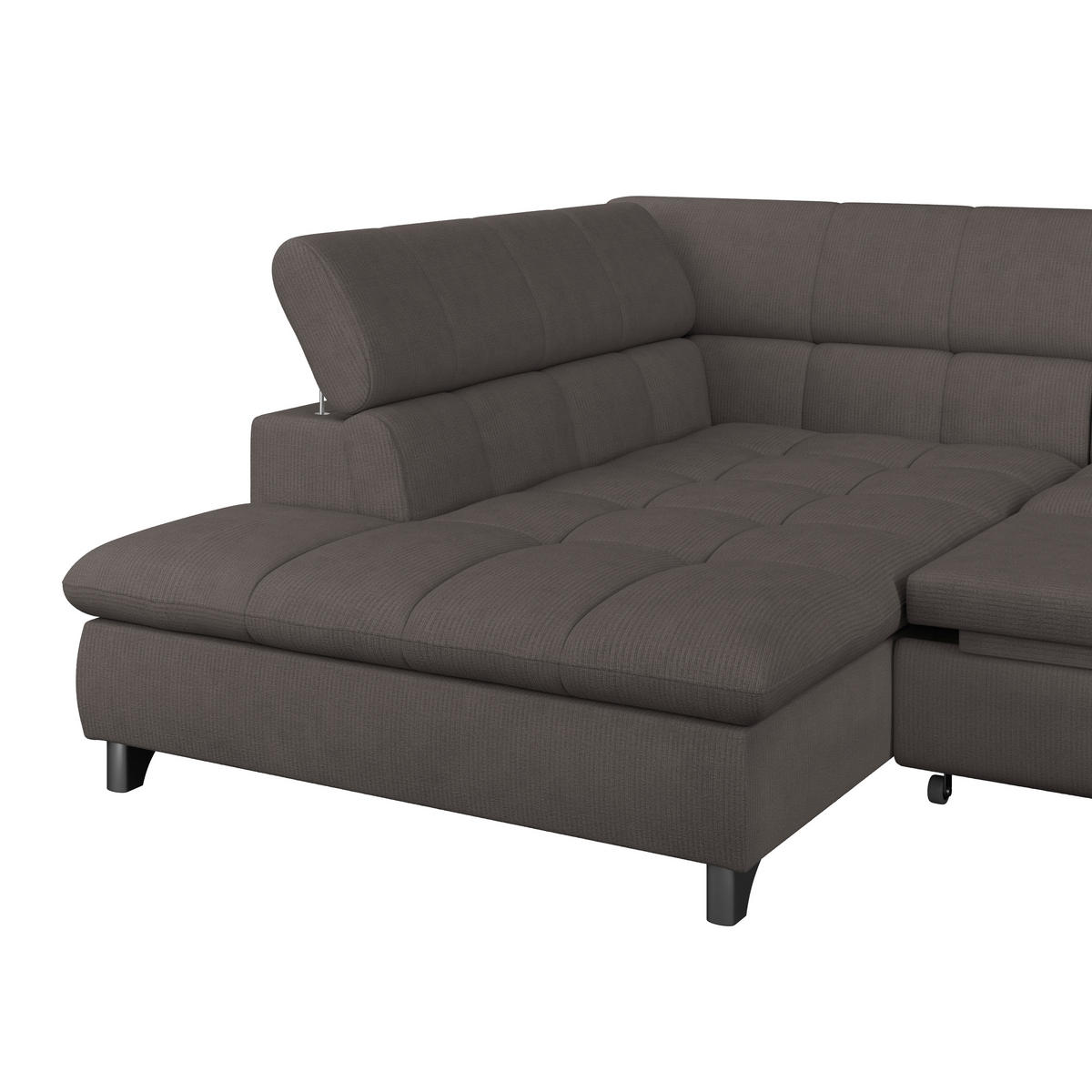 ECKSOFA Braun Chenille  - Chromfarben/Braun, KONVENTIONELL, Textil/Metall (234/312cm) - Livetastic