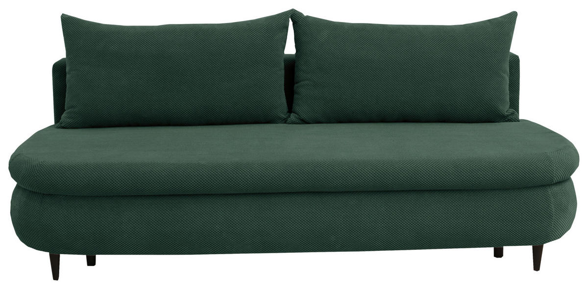 SCHLAFSOFA in Webstoff, Plüsch Dunkelgrün  - Dunkelgrün/Schwarz, Design, Textil (213/89/105cm) - Novel