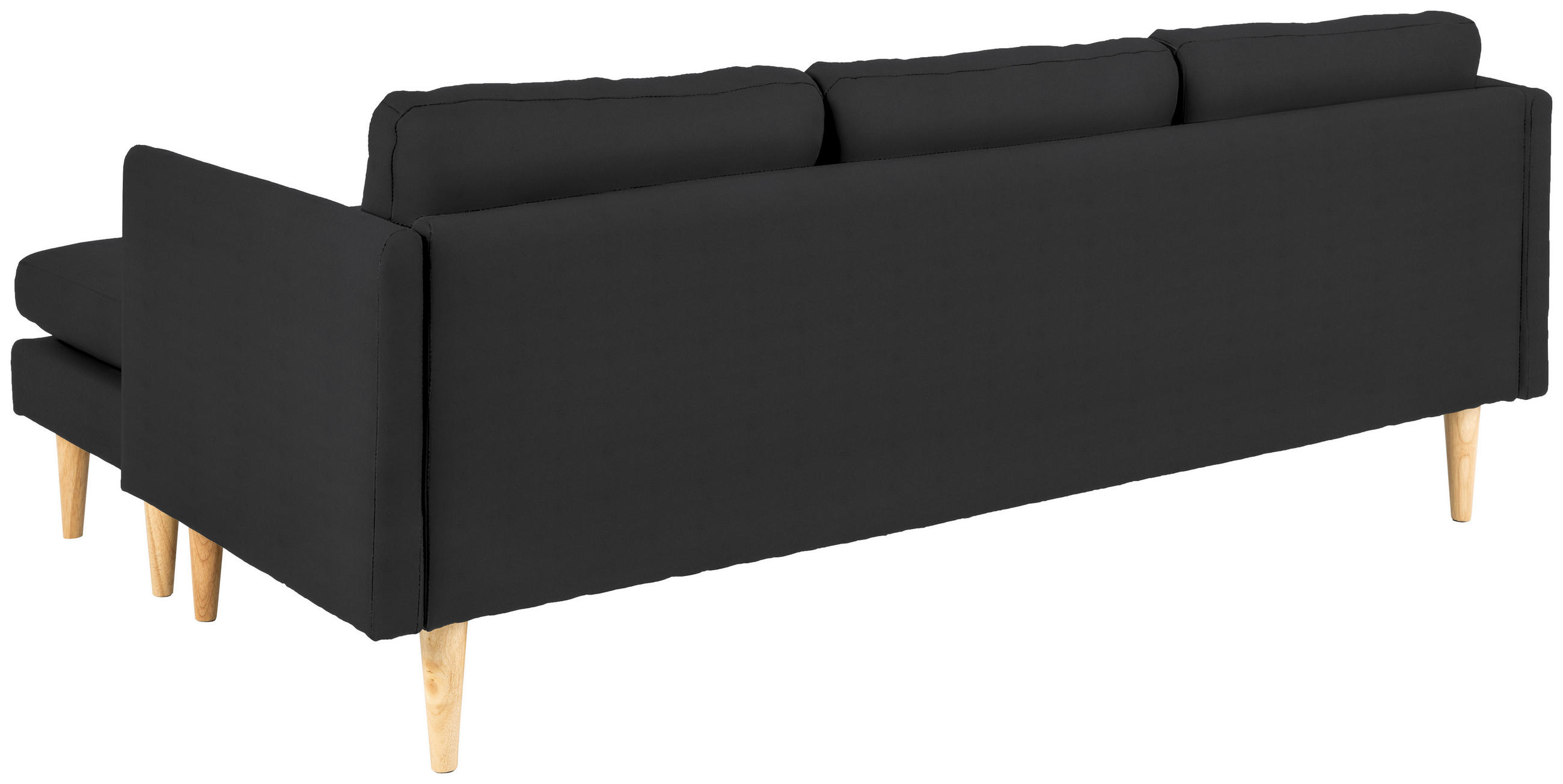 HÖRNSOFFA i läderimitation svart  - svart/ekfärgad, Design, trä/textil (201/132cm) - Livetastic