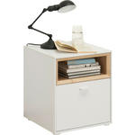 NACHTKÄSTCHEN in Weiß, Eichefarben  - Eichefarben/Weiß, Design, Holzwerkstoff/Kunststoff (41,8/48/40cm) - Hom`in