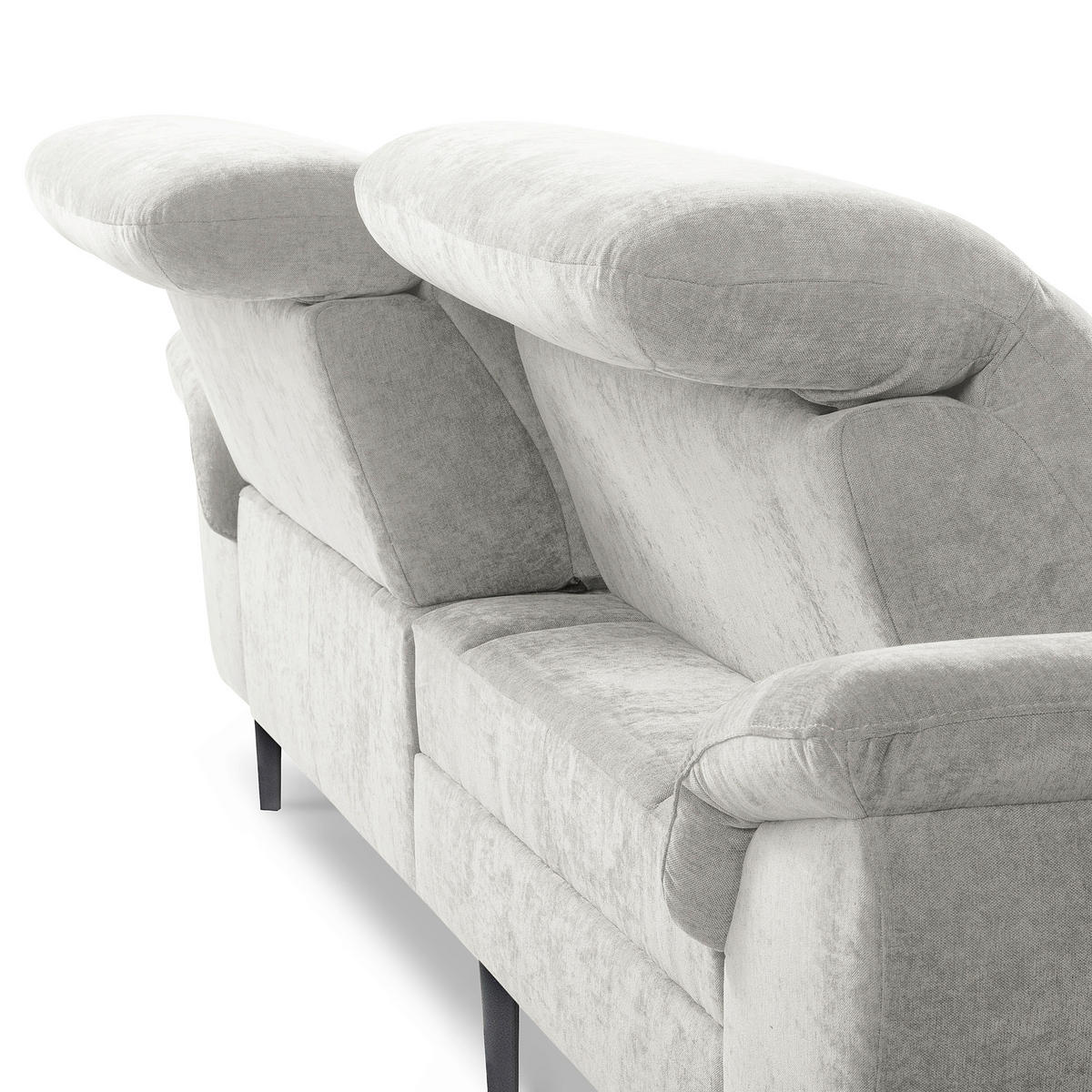 ECKSOFA PRADO Grau Webstoff Bettkasten, Kopfteilverstellung, Sitztiefenverstellung  - Schwarz/Grau, Design, Textil/Metall (195/268cm) - Livetastic
