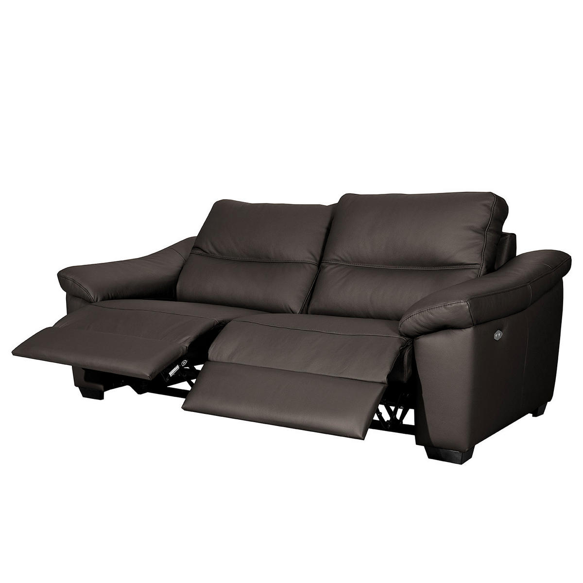 2,5-SITZER Echtleder Braun  - Schwarz/Braun, Design, Leder/Holz (214/97/97cm) - Livetastic