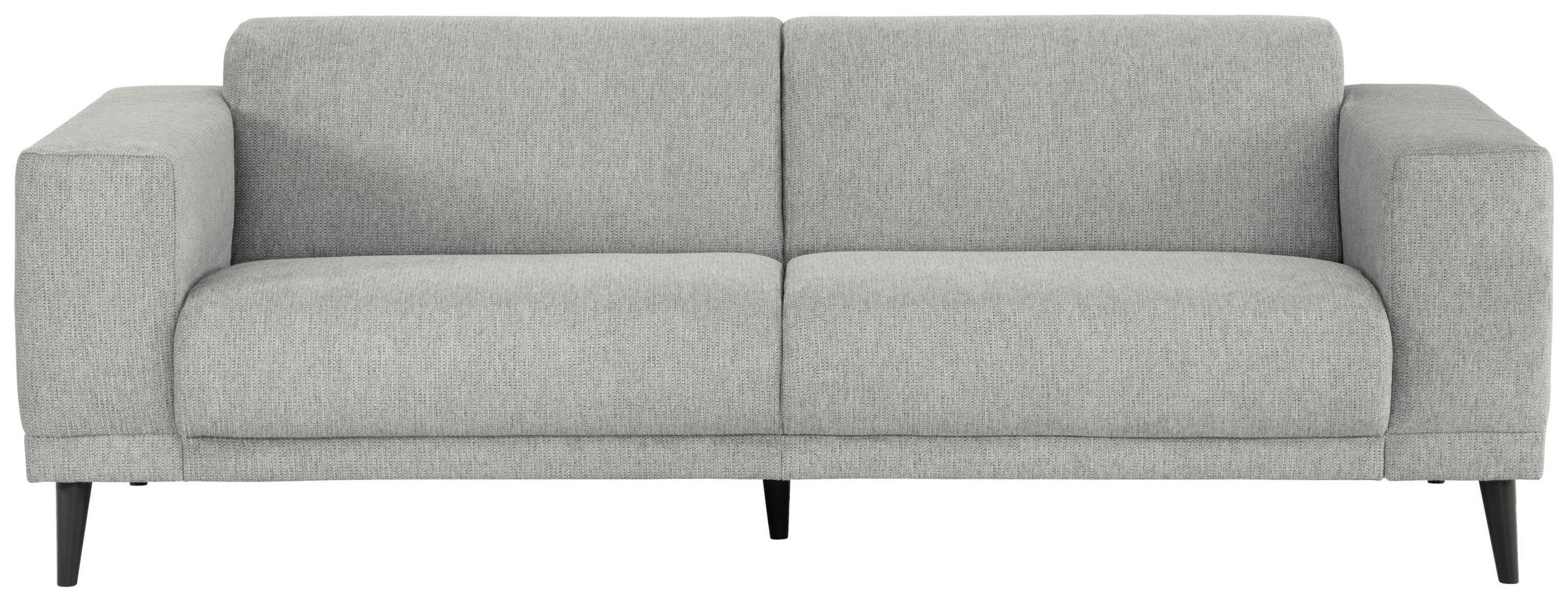 3-SITZER-SOFA Webstoff Hellgrau  - Hellgrau/Schwarz, Design, Holz/Textil (218/77/93cm) - MID.YOU