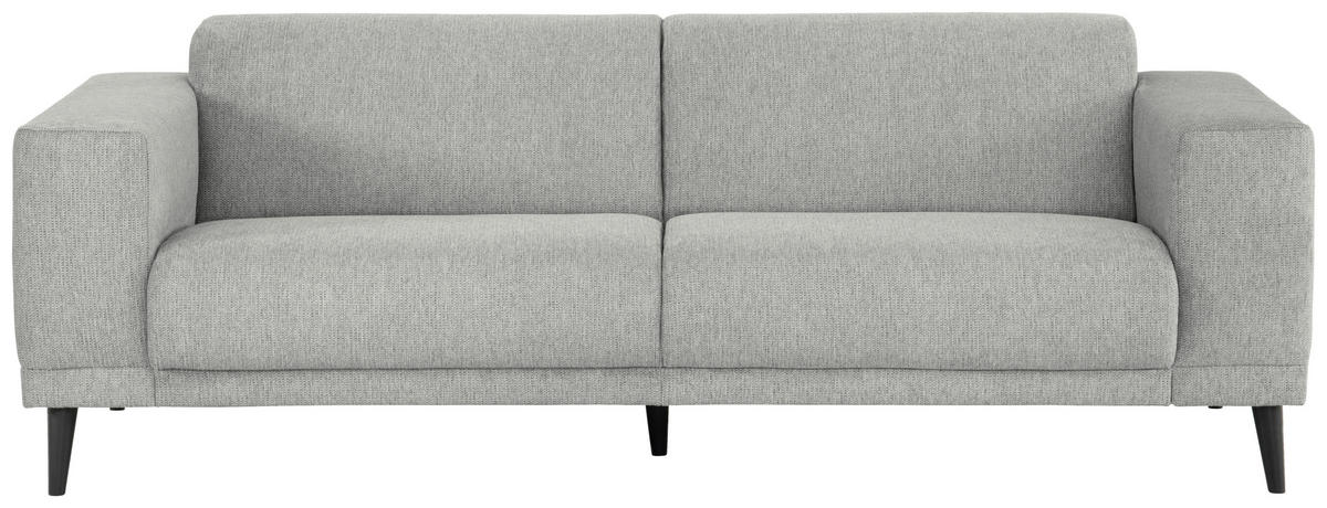 3-SITZER-SOFA in Webstoff Hellgrau  - Hellgrau/Schwarz, Design, Holz/Textil (218/77/93cm) - MID.YOU