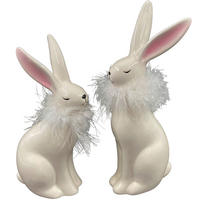 DEKORAČNÍ ZAJÍC - bílá/pink, Lifestyle, textil/keramika (9/21,2/5,8cm)