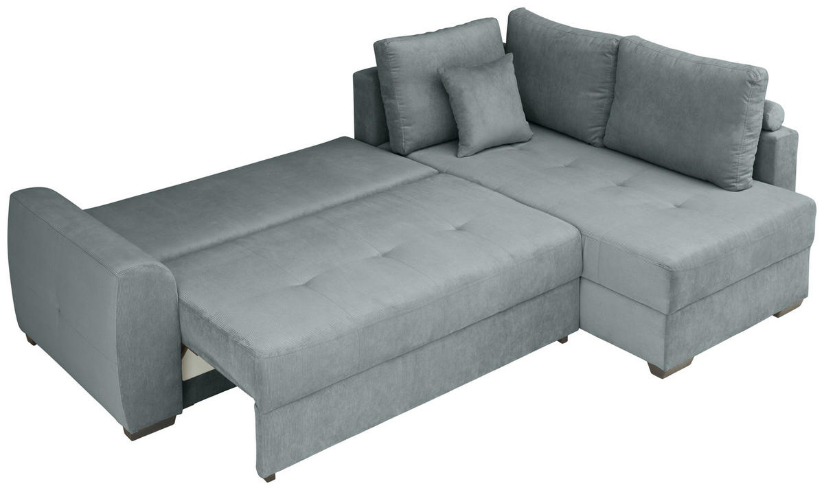 ECKSOFA inkl. Funktionen Grau Cord  - Schwarz/Grau, Design, Kunststoff/Textil (265/182cm) - Stylife