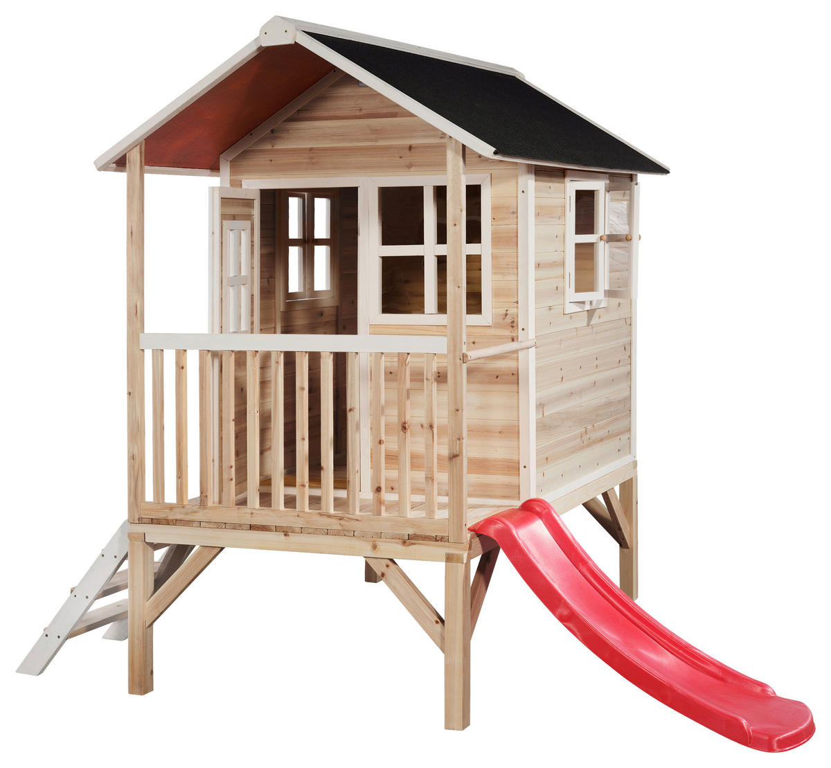 SPIELHAUS EXIT LOFT 300  - Rot/Naturfarben, KONVENTIONELL, Holz (369/190/215cm) - EXIT Toys