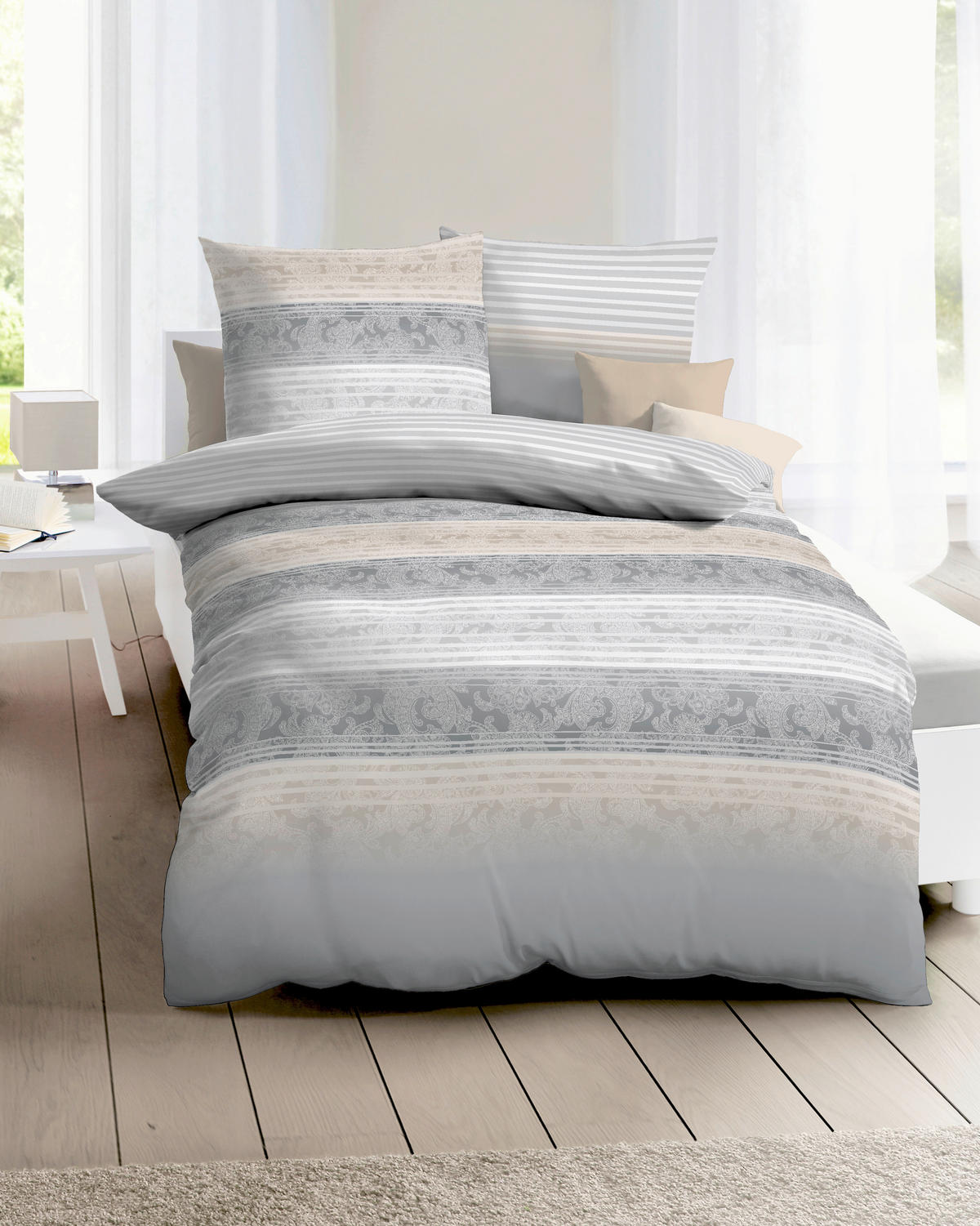 BETTWÄSCHE Palace Makosatin 140/200 cm  - Silberfarben, Design, Textil (140/200cm) - Kaeppel