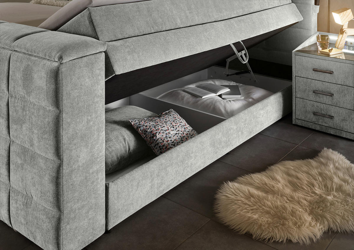 BOXSPRING-ÁGY 180/200 cm  iszap  - iszap, Konventionell, textil (180/200cm) - Carryhome