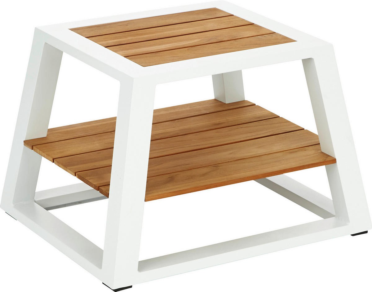 LOUNGE STOL  prirodne boje, bijela  drvo, metal      - bijela/prirodne boje, Design, drvo/metal (50/41/60cm) - Ambia Garden