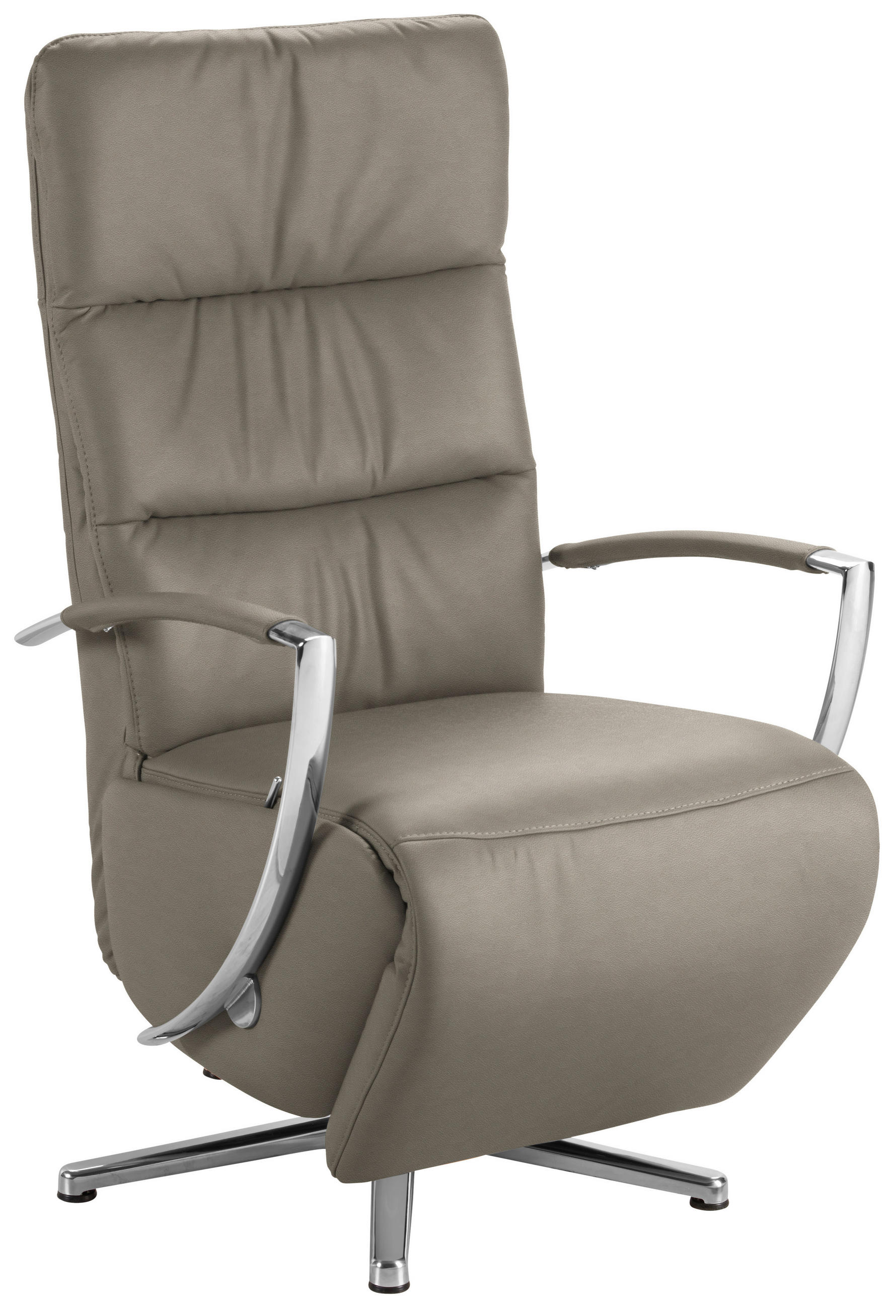 RELAXSESSEL in Leder Graubraun  - Chromfarben/Graubraun, Design, Leder/Metall (64/112/80cm) - Cantus