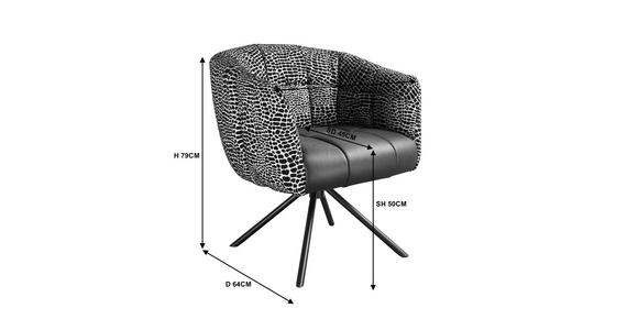 ARMLEHNSTUHL  Sitzfläche 360° drehbar Webstoff, Mikrofaser  Schwarz  - Schwarz, Design, Textil/Metall (67/80/65cm) - Novel