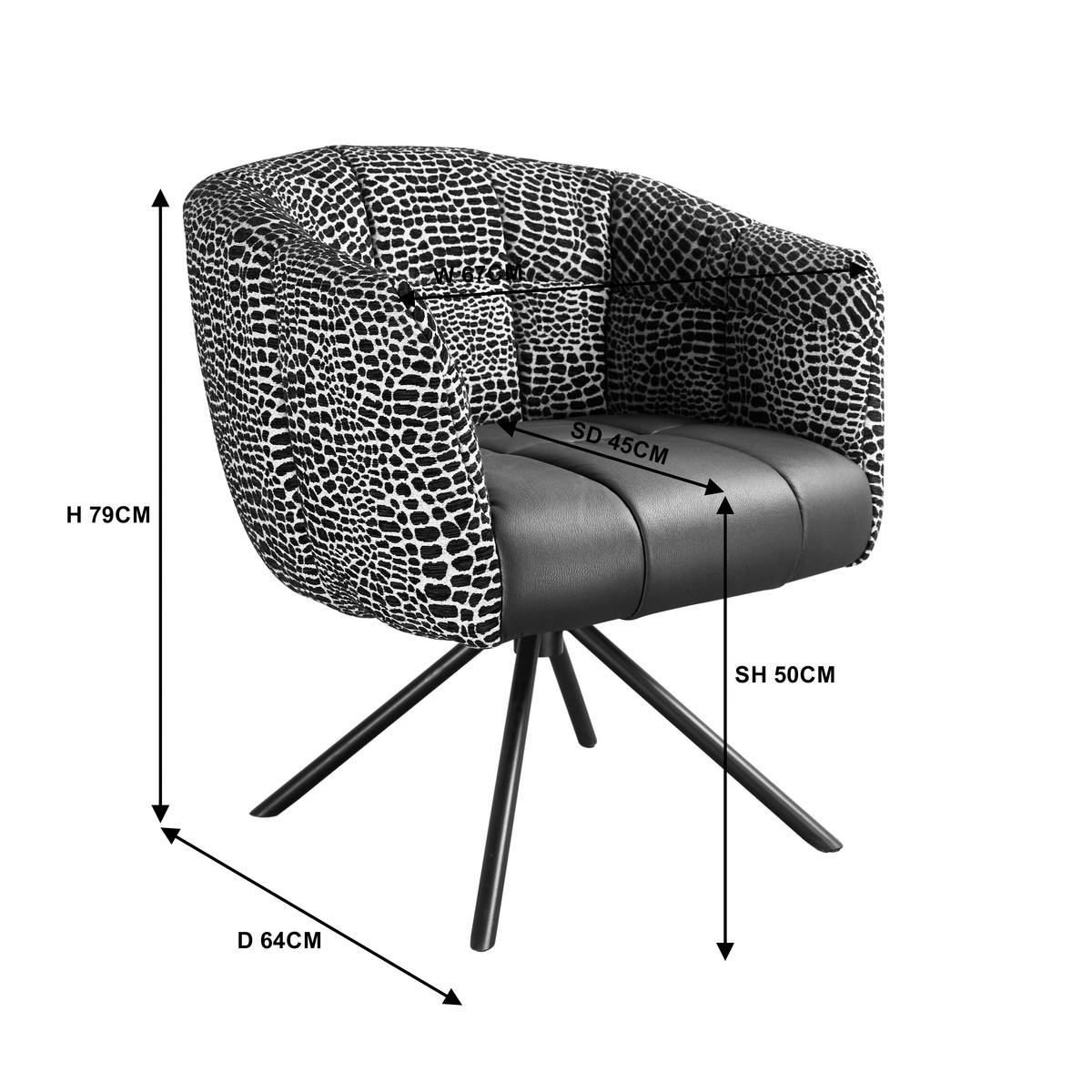 ARMLEHNSTUHL  Sitzfläche 360° drehbar Webstoff, Mikrofaser  - Schwarz, Design, Textil/Metall (67/80/65cm) - Novel