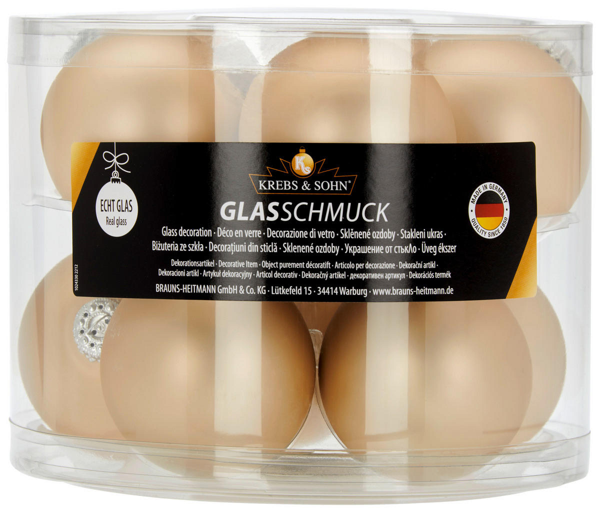 JULGRANSKULOR SET 7 cm 10 delar  - ljusbrun, Klassisk, glas (7cm)